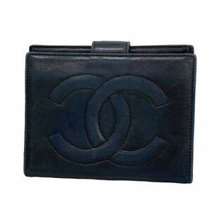 CHANEL Black Lambskin Leather Wallet